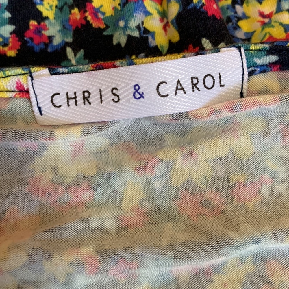 Chris & Carol Floral Half Sleeve A-Line Dress with Waist Tie Women’s Large - Picture 2 of 12